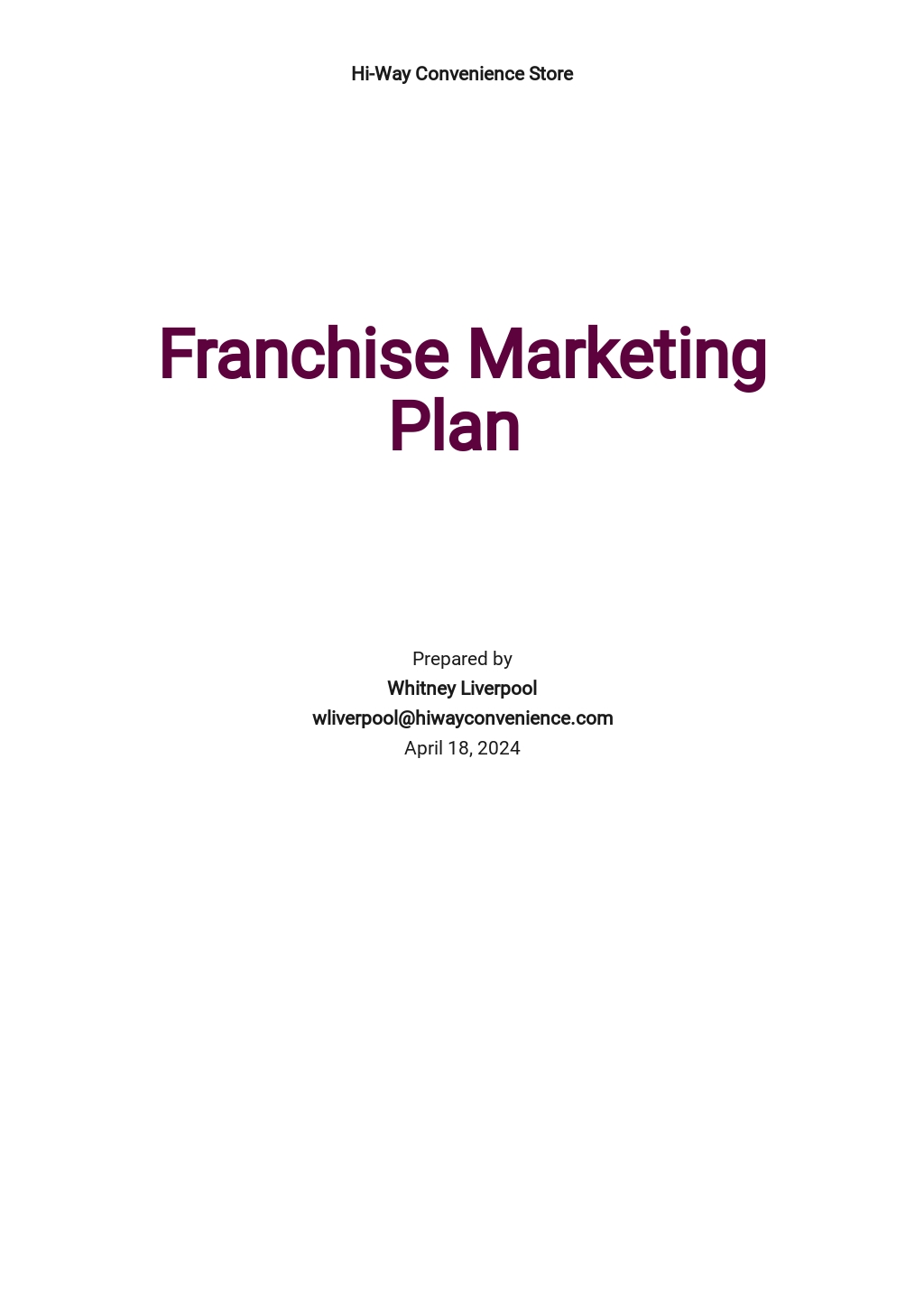 food franchise business plan