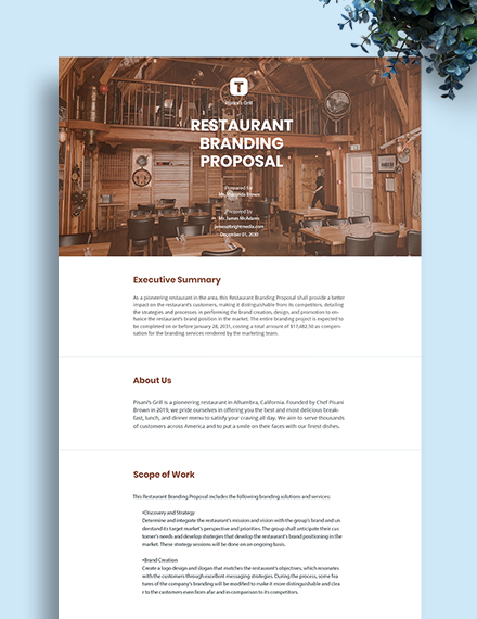 business proposal on restaurant