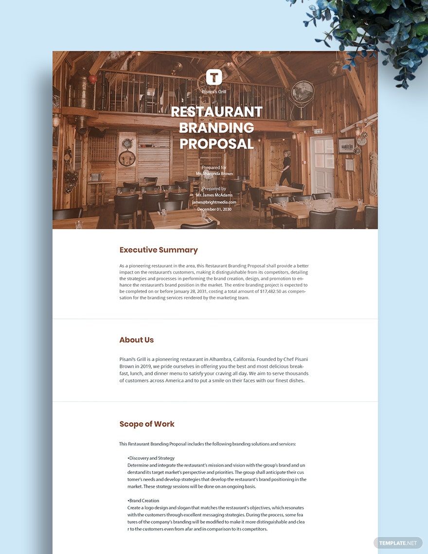 Restaurant Branding Proposal Template