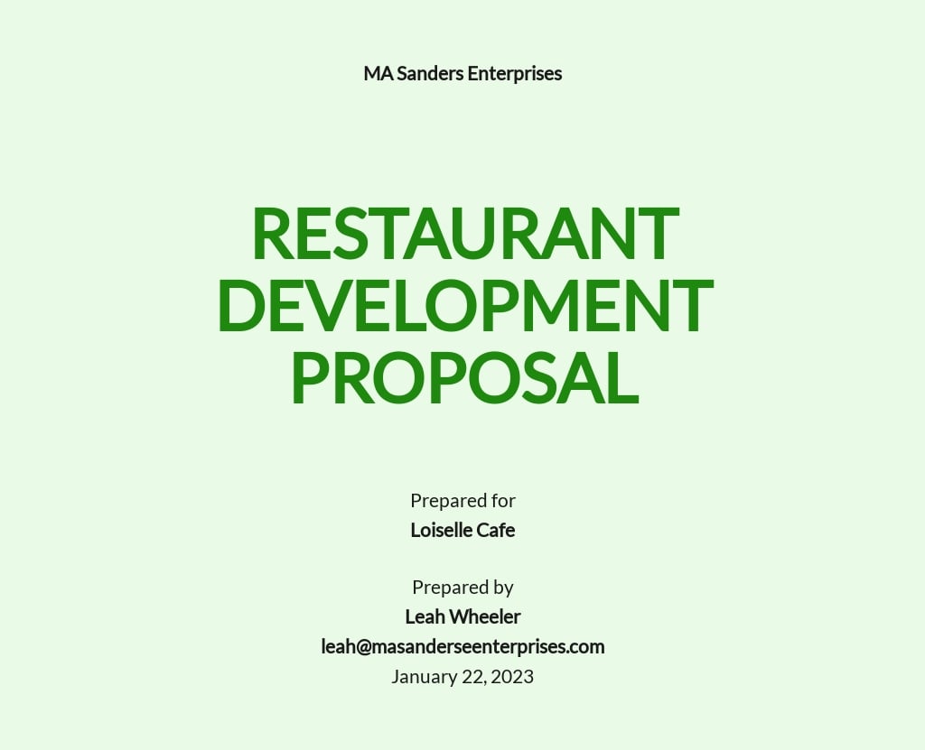 business plan proposal for restaurant