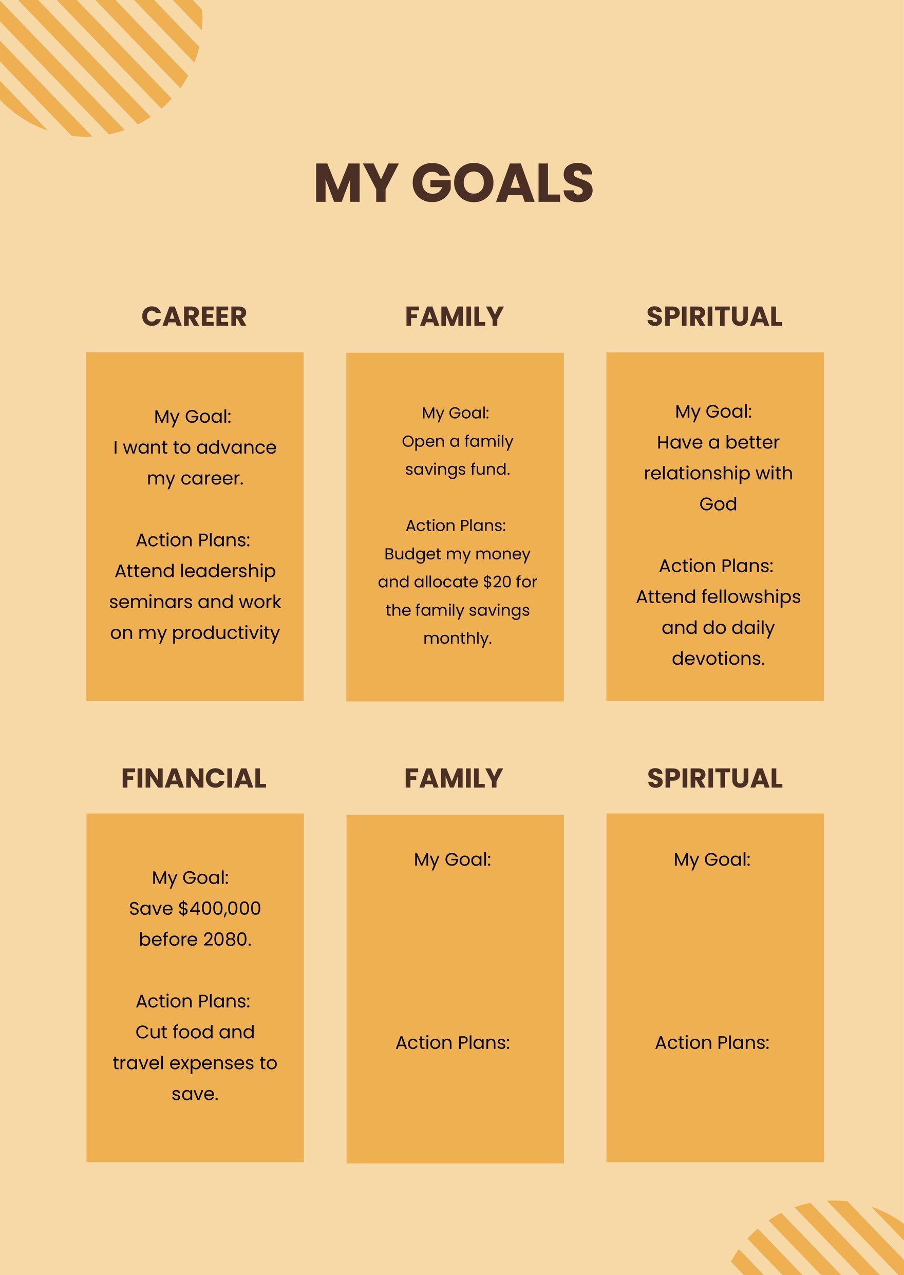Personal Goals Chart in Illustrator, PDF Download