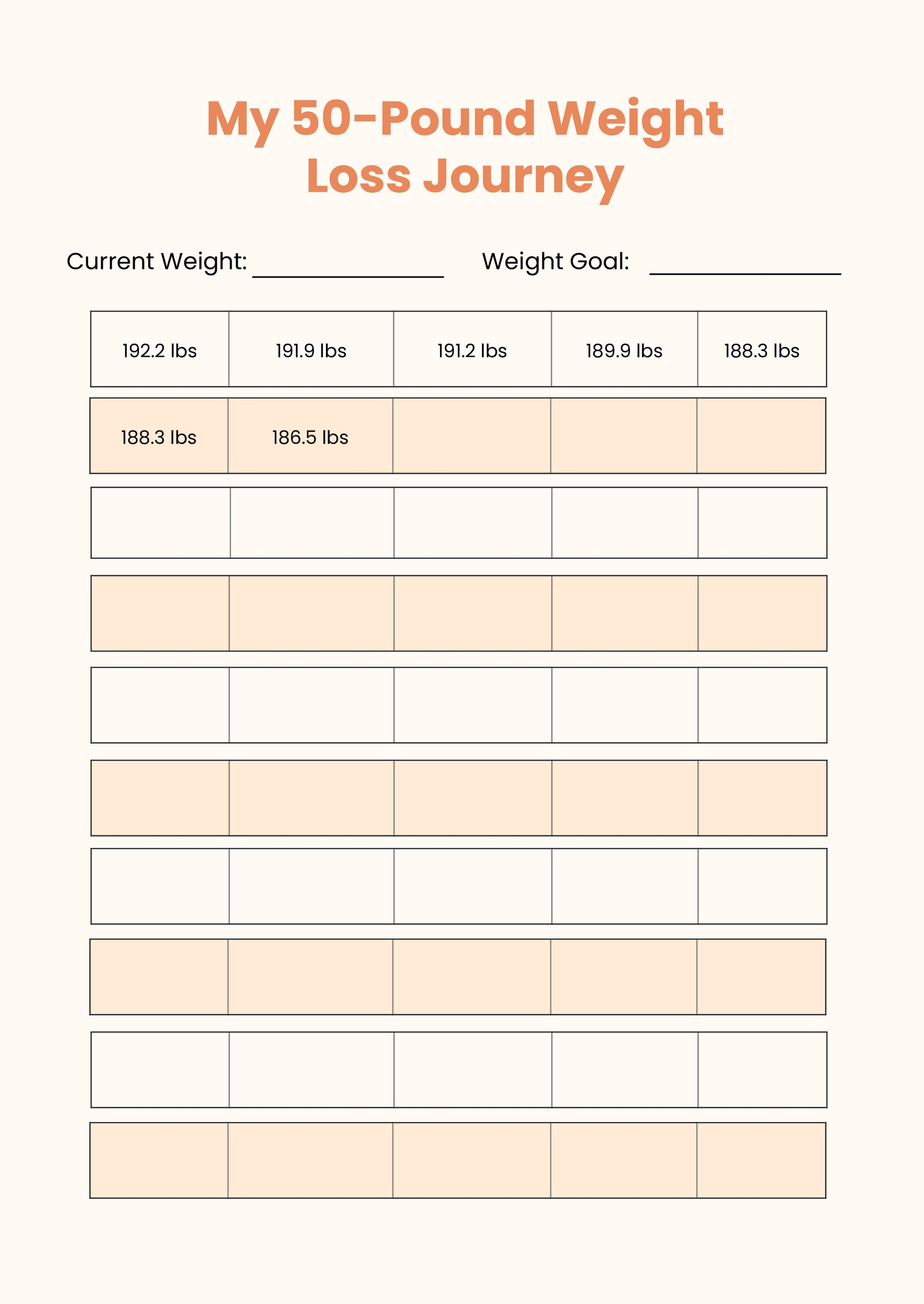 Weight Loss Chart 50 Pounds in Illustrator, Portable Documents