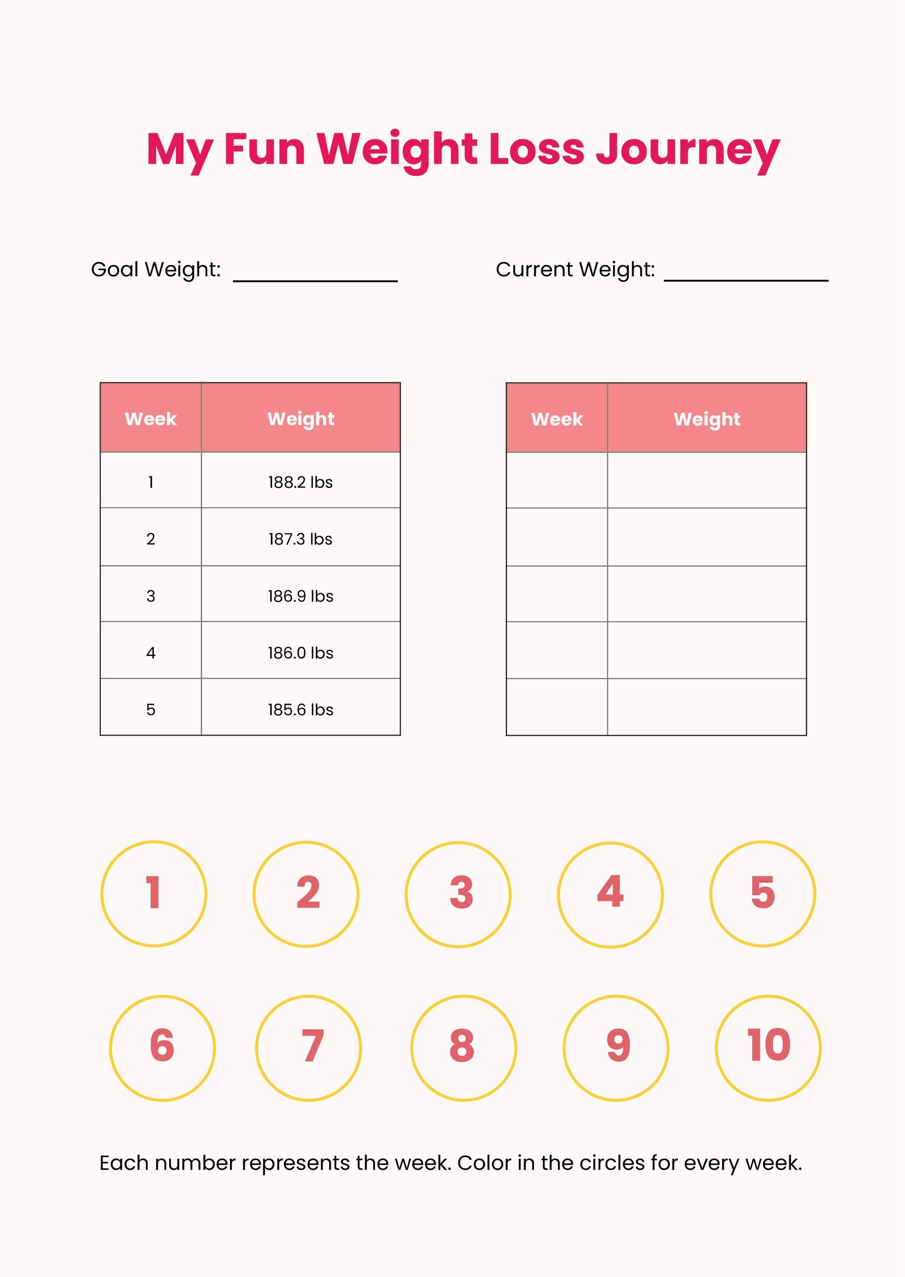 Simple Weight Loss Chart