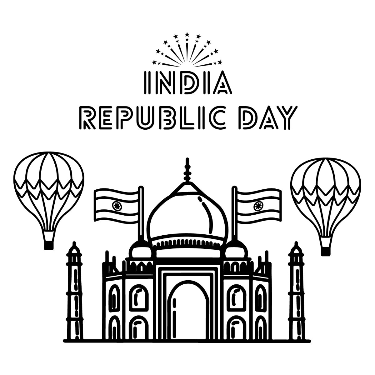 Republic Day Drawing Vector Template