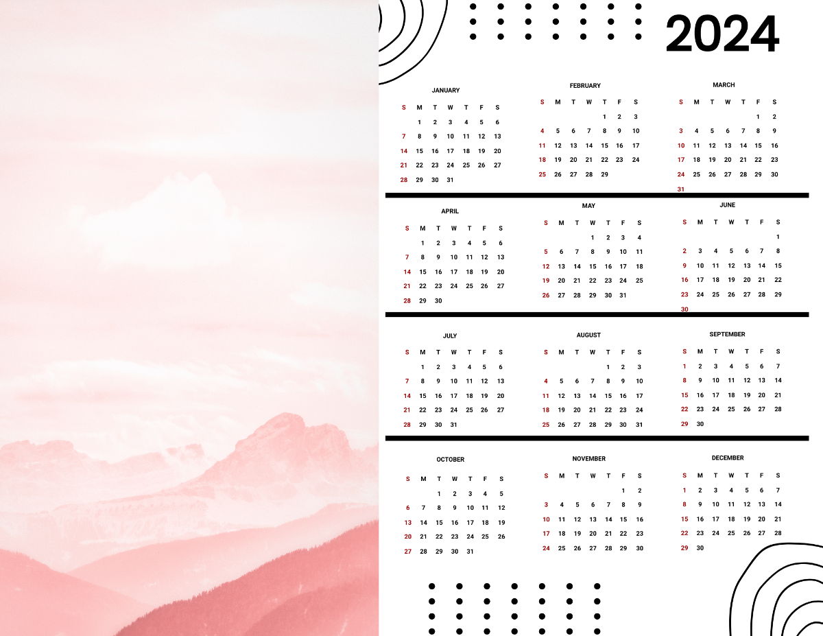 Year 2024 Photo Calendar Template