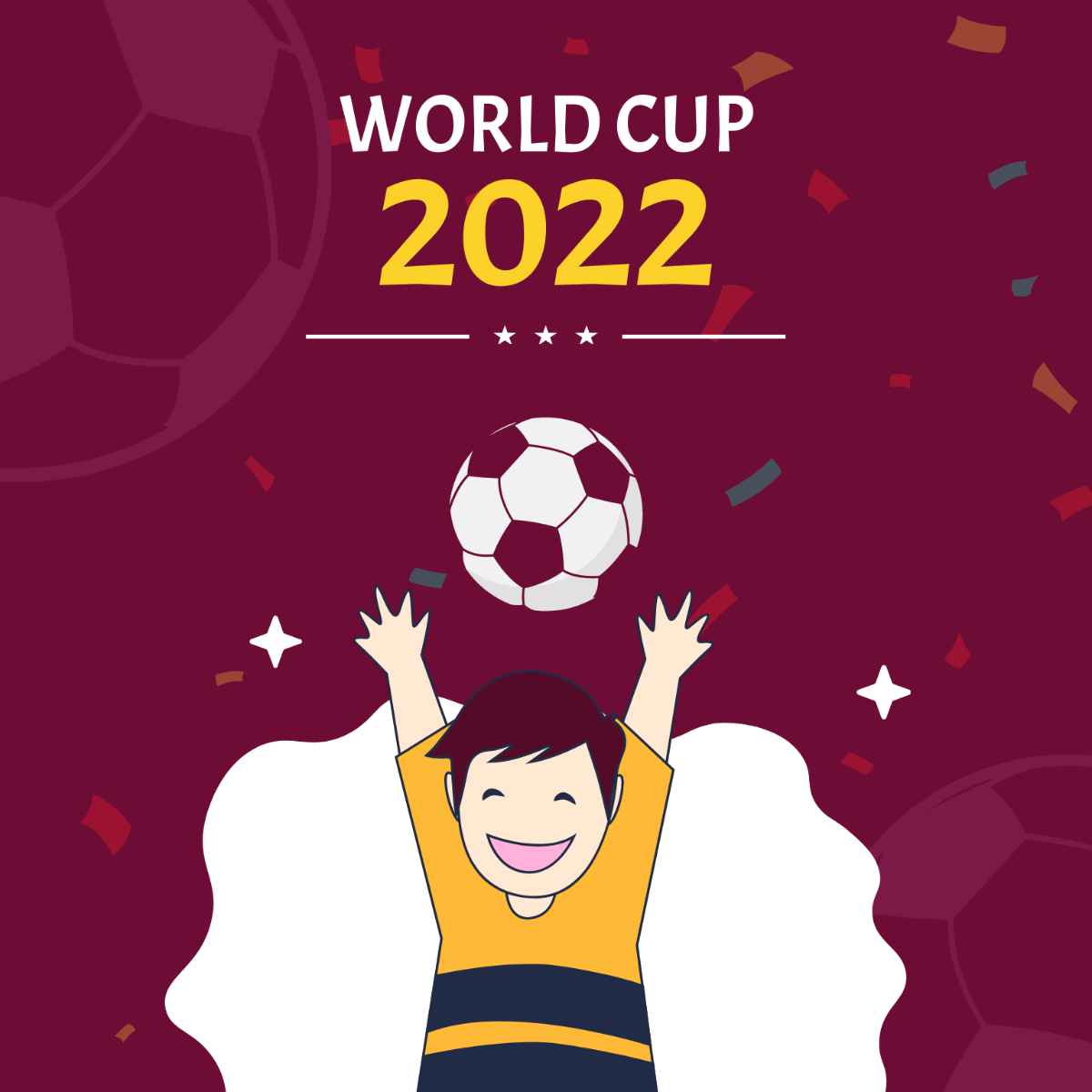 World Cup 2022 Cartoon Vector Template