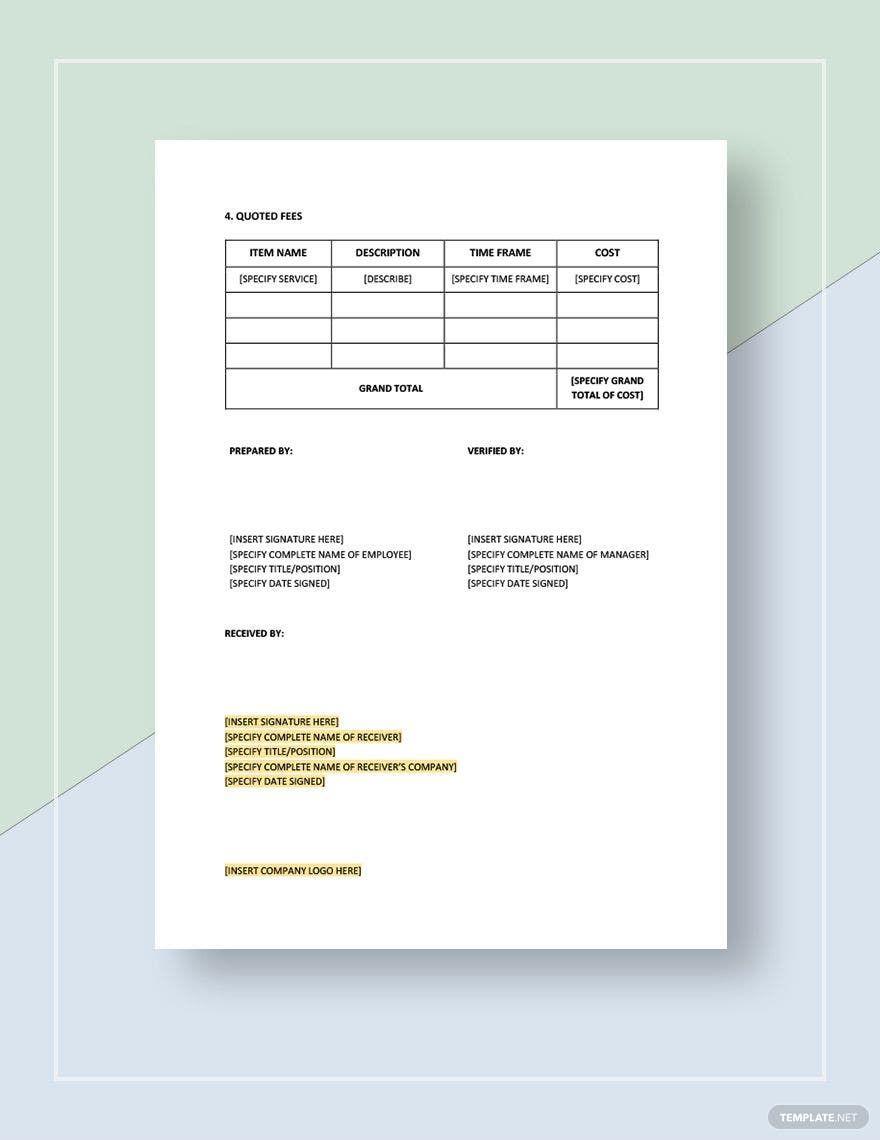 Construction Price Quote Template - Google Docs, Google Sheets, Excel ...