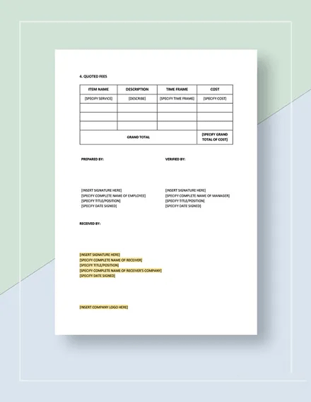 Price Quote Template