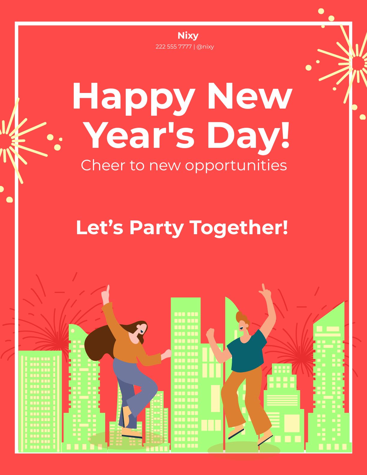 Happy New Year's Day Flyer in Word, Google Docs, Illustrator, PSD, EPS, SVG, JPG, PNG