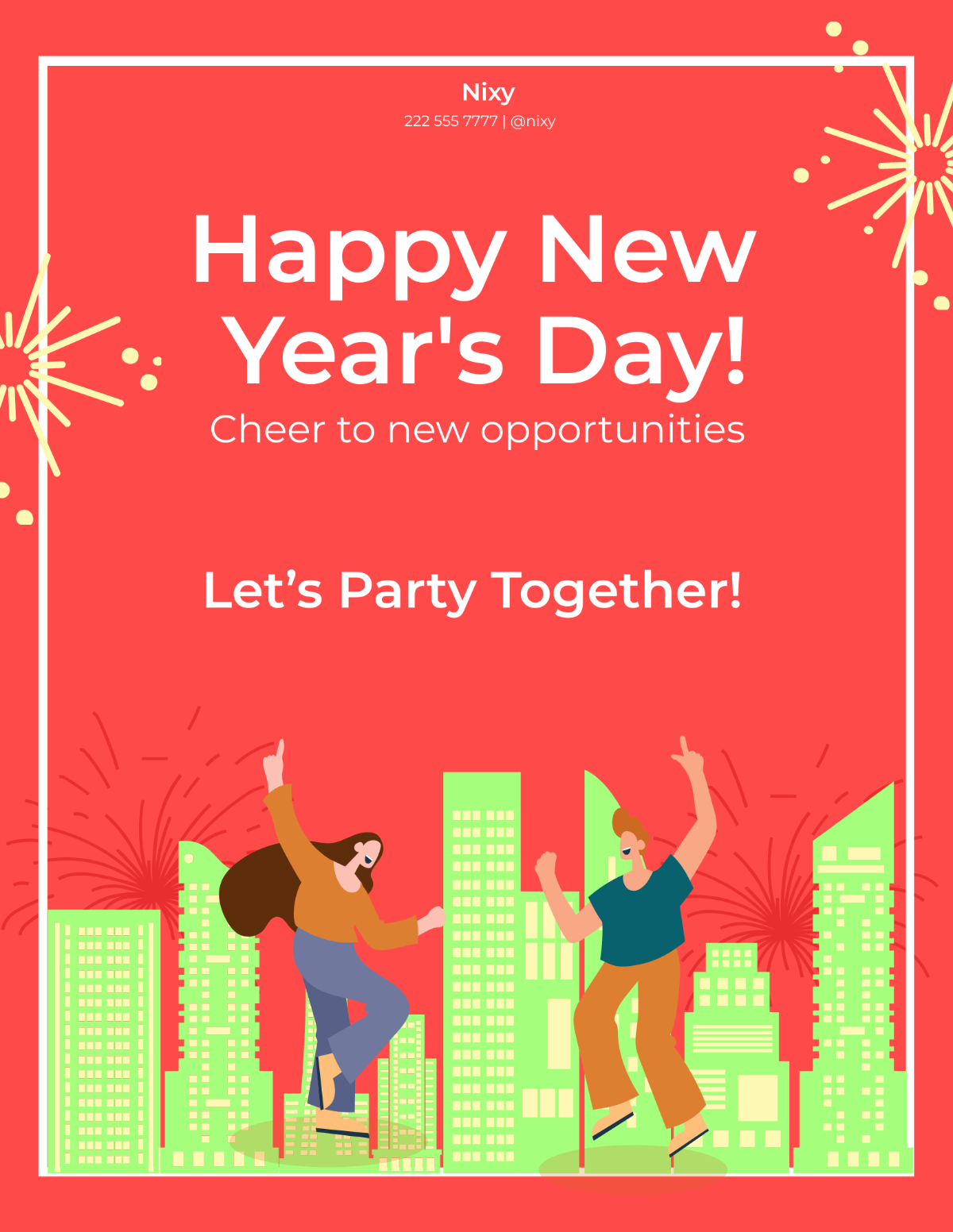 Happy New Year's Day Flyer Template