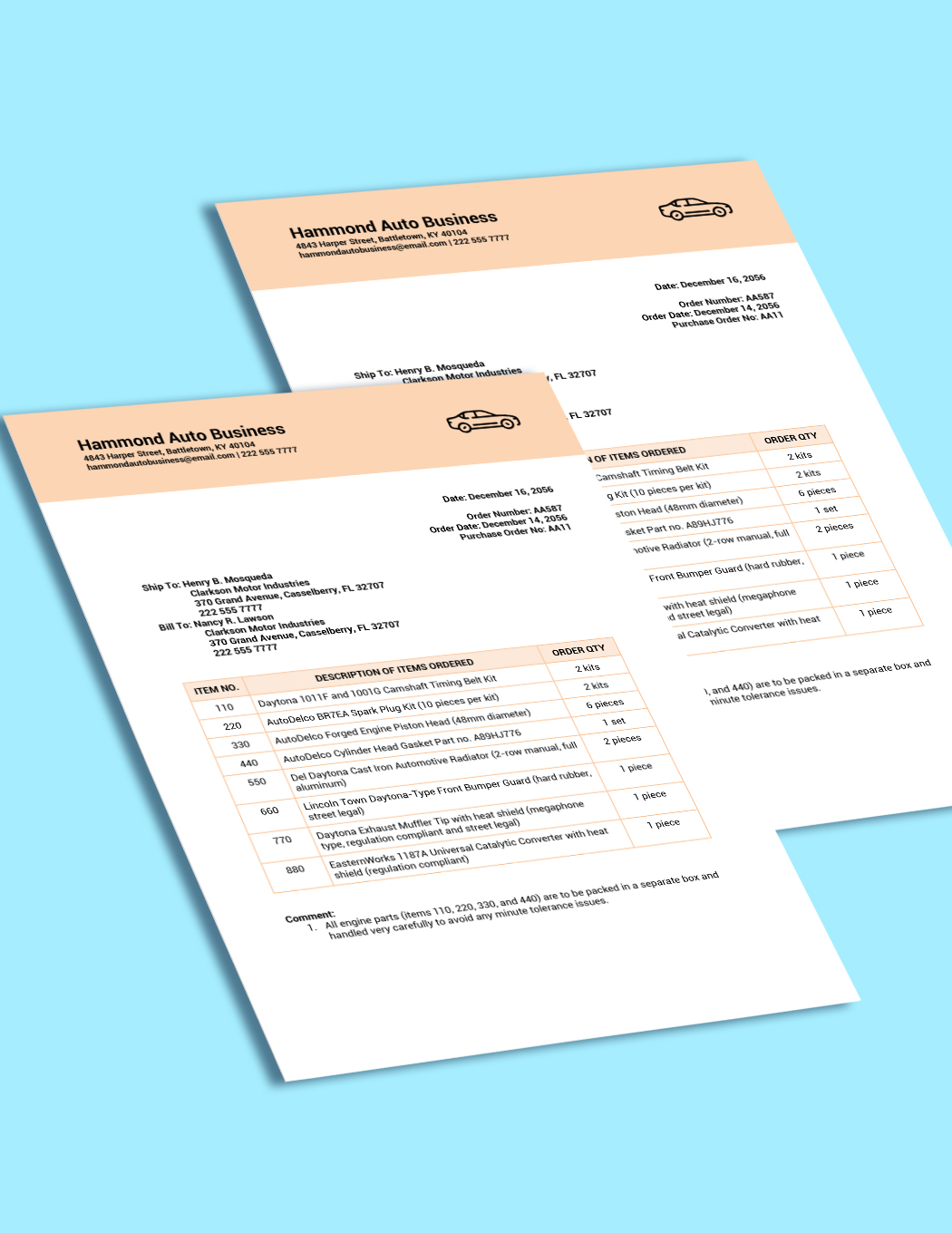 Business Packing Slip Template in Word, Google Docs