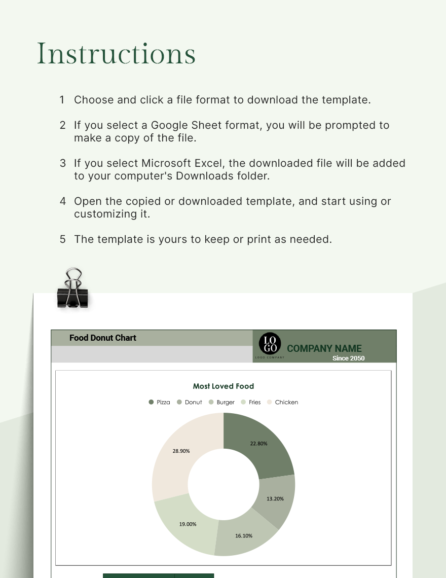 Food Donut Chart - Google Sheets, Excel | Template.net