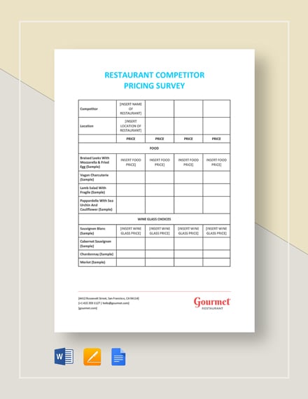 restaurant competitor pricing survey 2