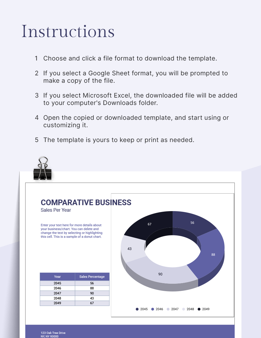Business Donut Chart Google Sheets, Excel