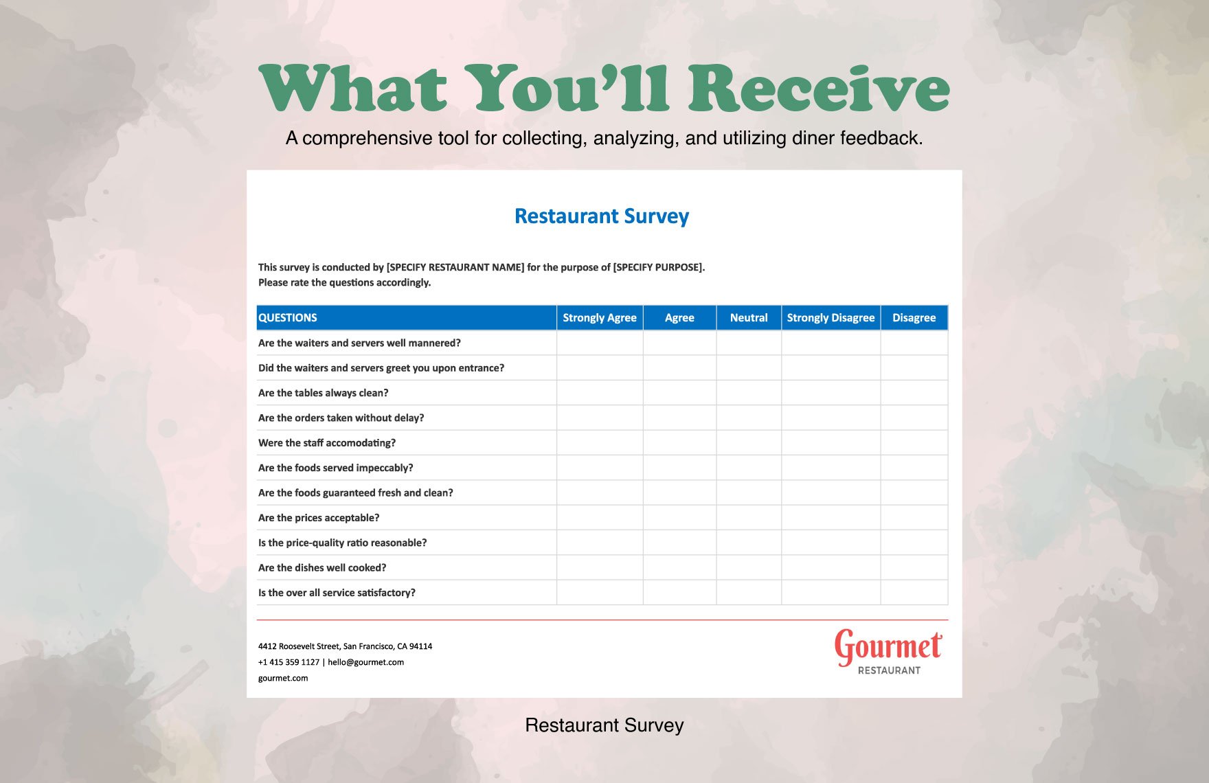 Sample Restaurant Survey Template