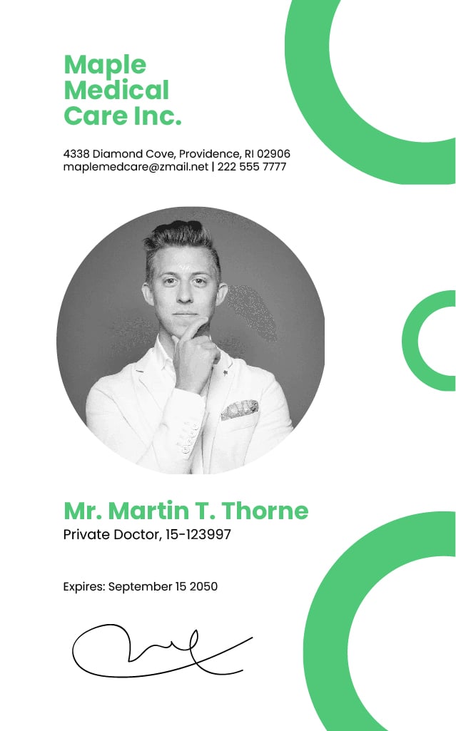 Private Doctor ID Card Template