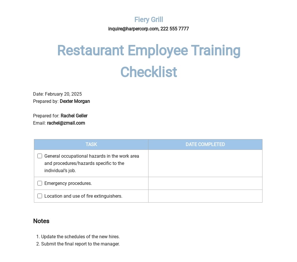 restaurant service training