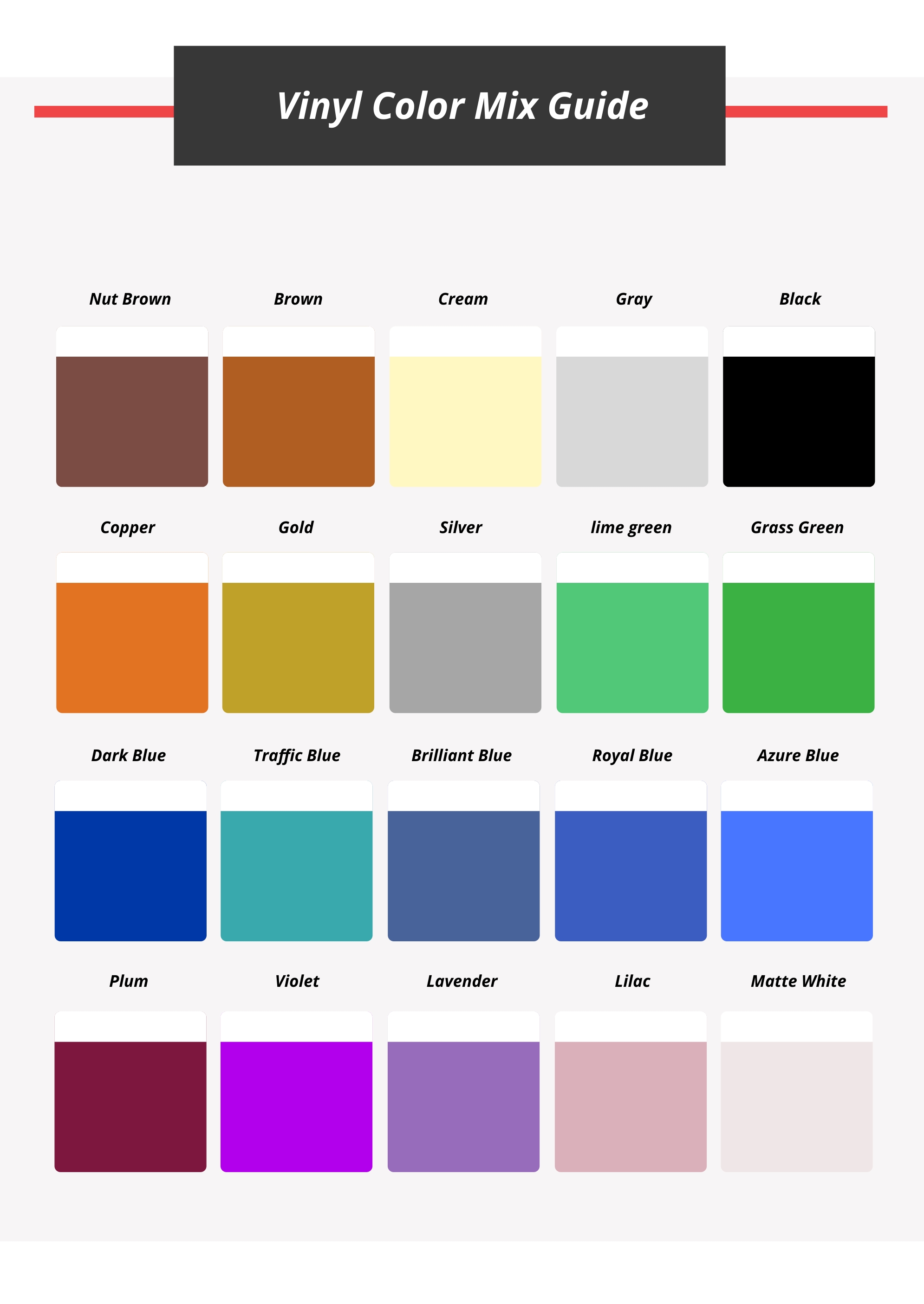 Vinyl Color Mix Chart in Illustrator, Portable Documents - Download