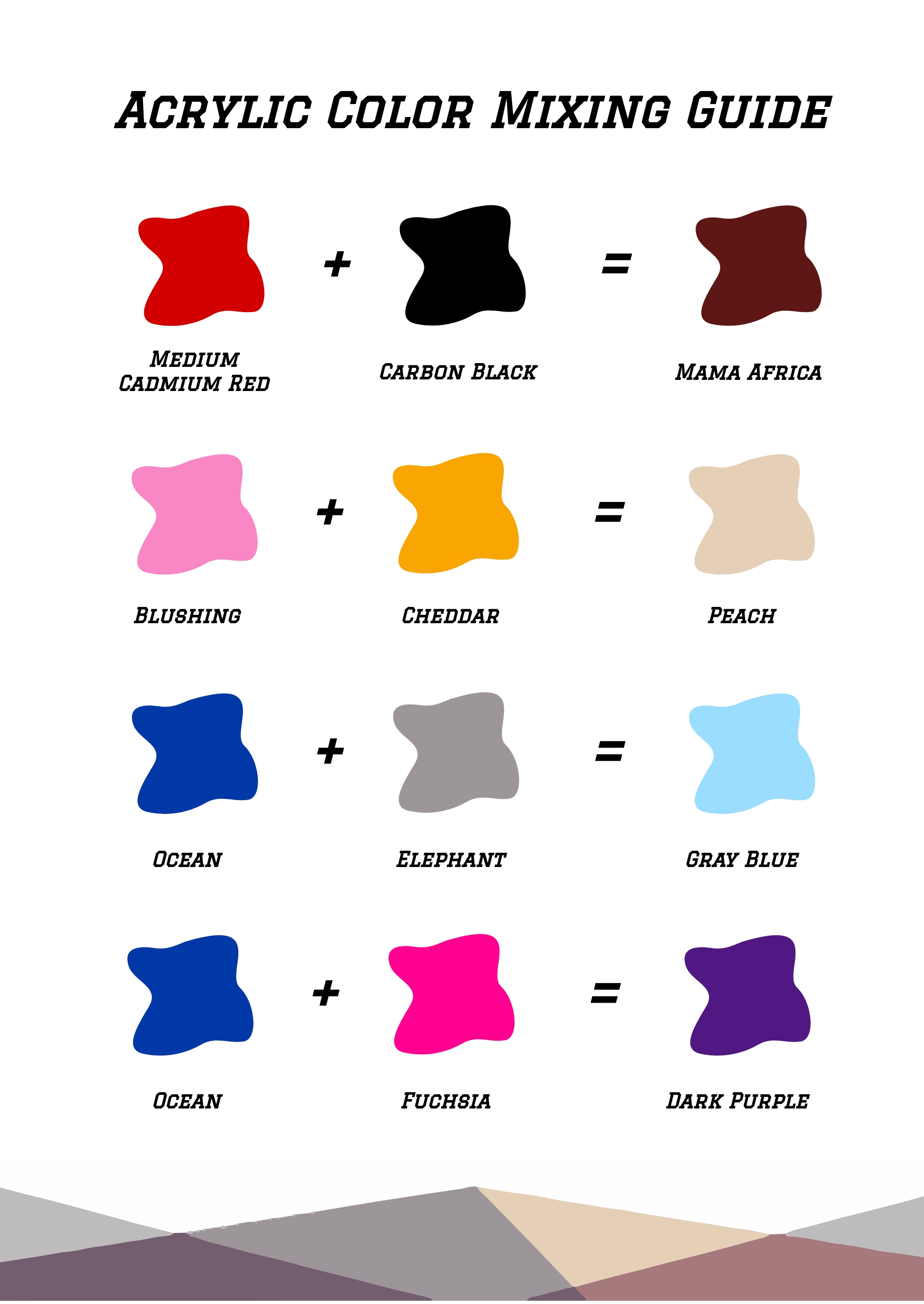 Acrylic Color Mixing Chart in Illustrator, PDF - Download