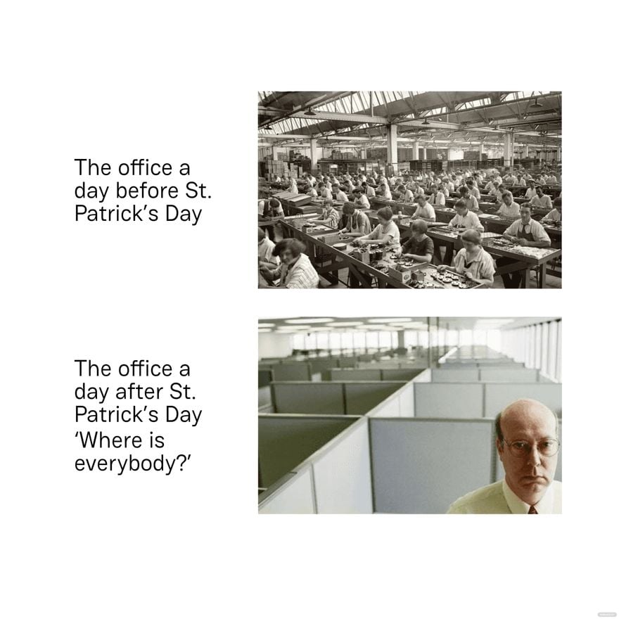 St Patrick's Day Office Meme in JPEG