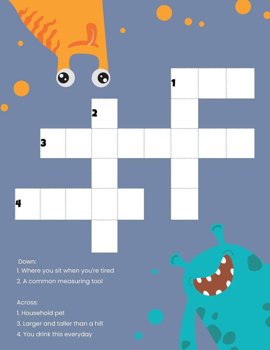 Free Easy Crossword in Word, Illustrator, PSD