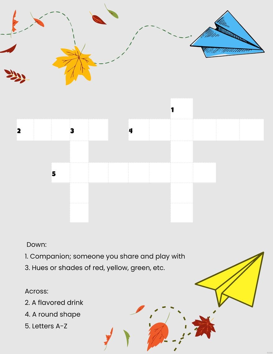 Children's Crossword in Word, Illustrator, PSD