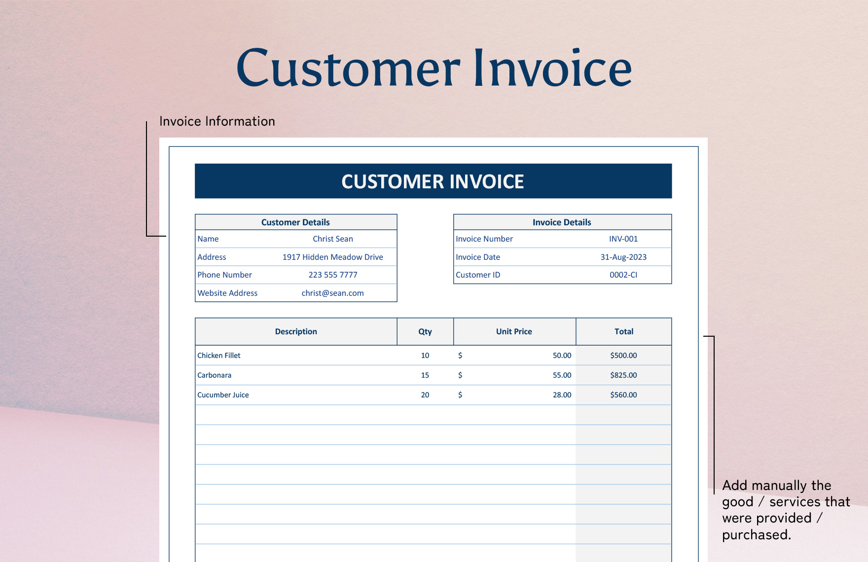 Customer Invoice Template