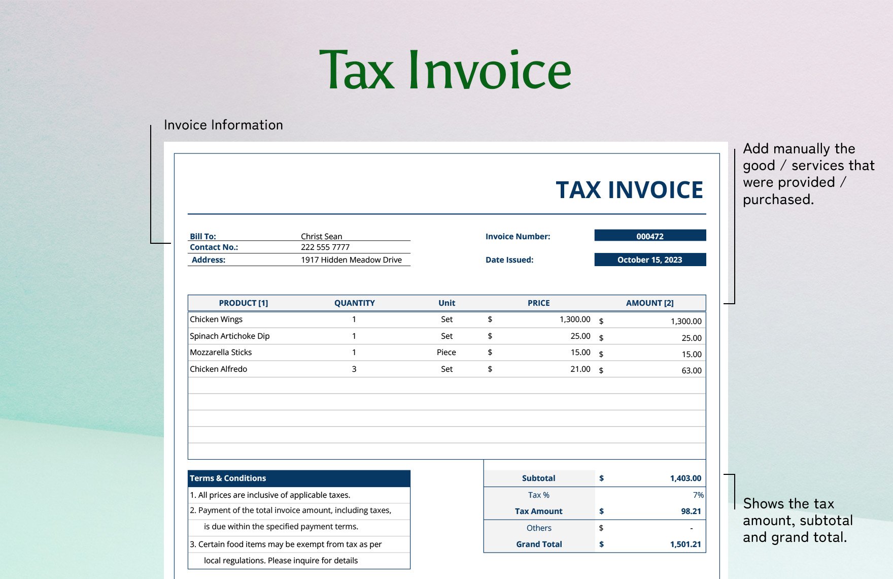 Sample  Tax Invoice Template