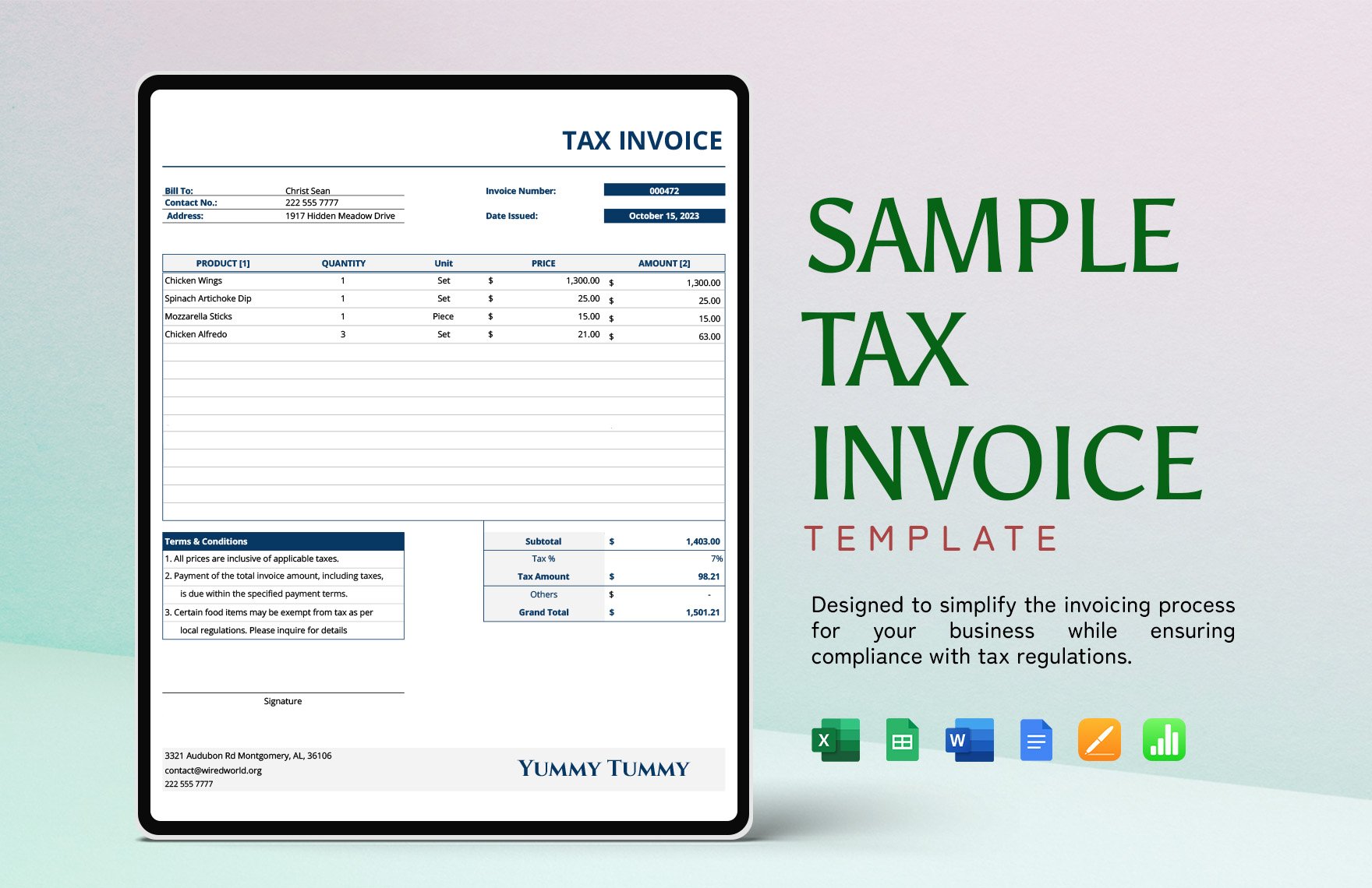 Sample  Tax Invoice Template