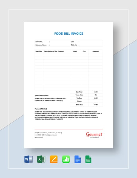 food bill invoice