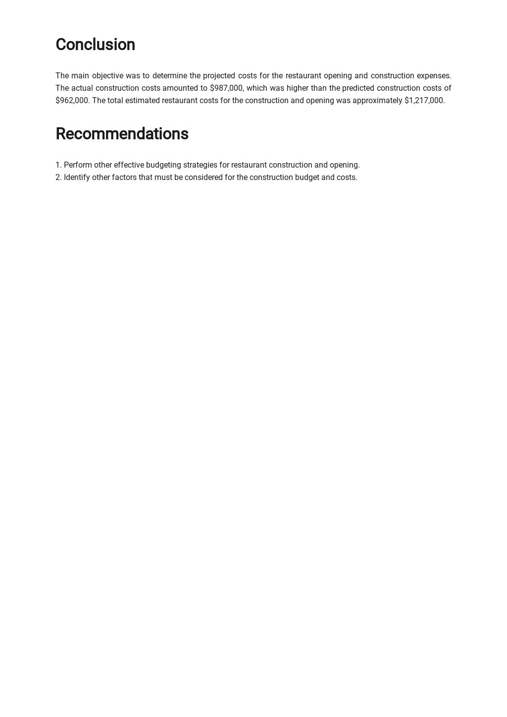 Restaurant Feasibility Report Template - Google Docs, Word | Template.net