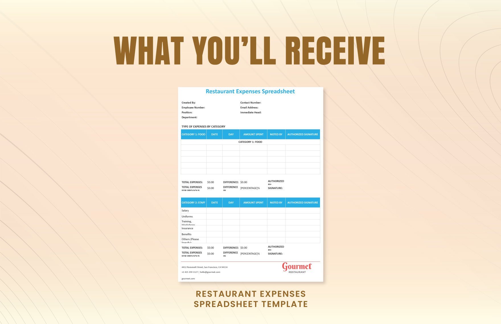 Restaurant Expenses Spreadsheet Template
