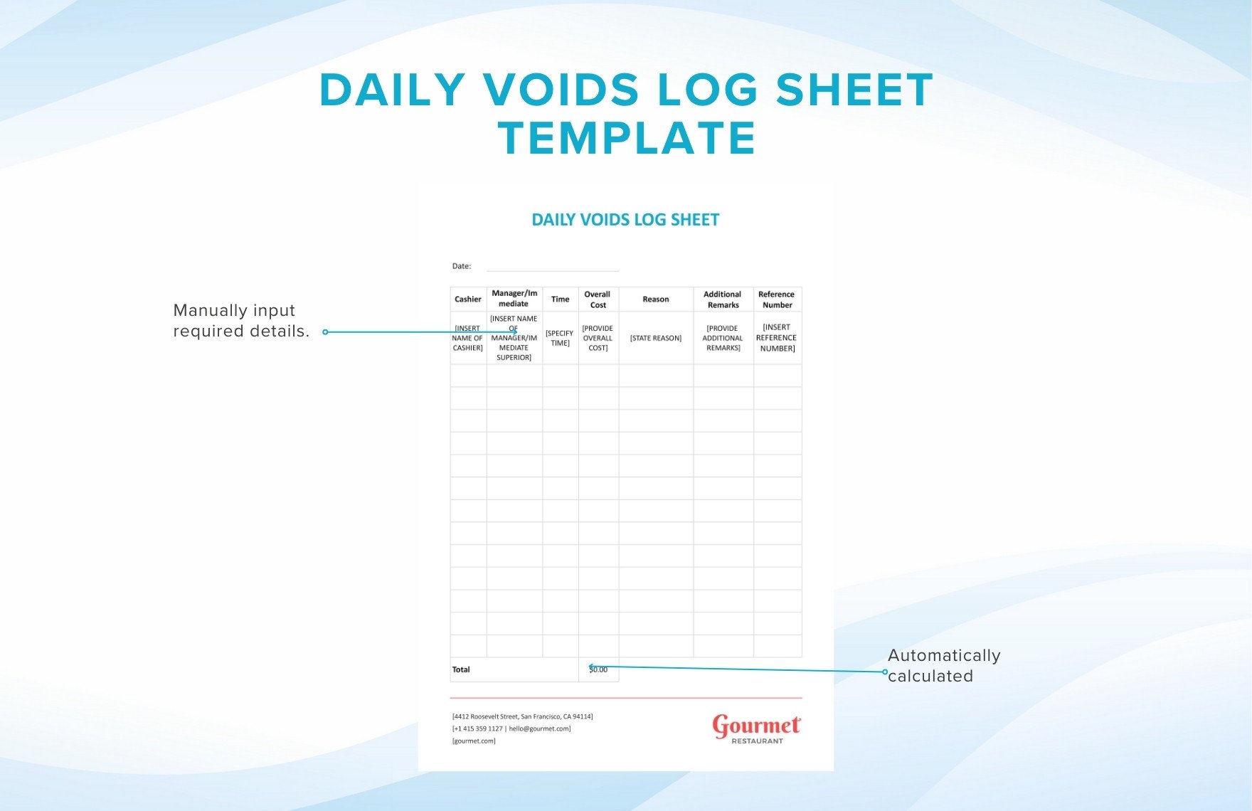 Daily Voids Log Sheet Template
