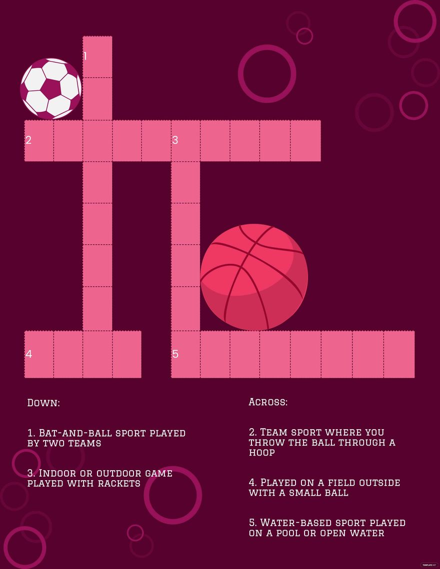 Sports Crossword in Word, Illustrator, PSD, Apple Pages