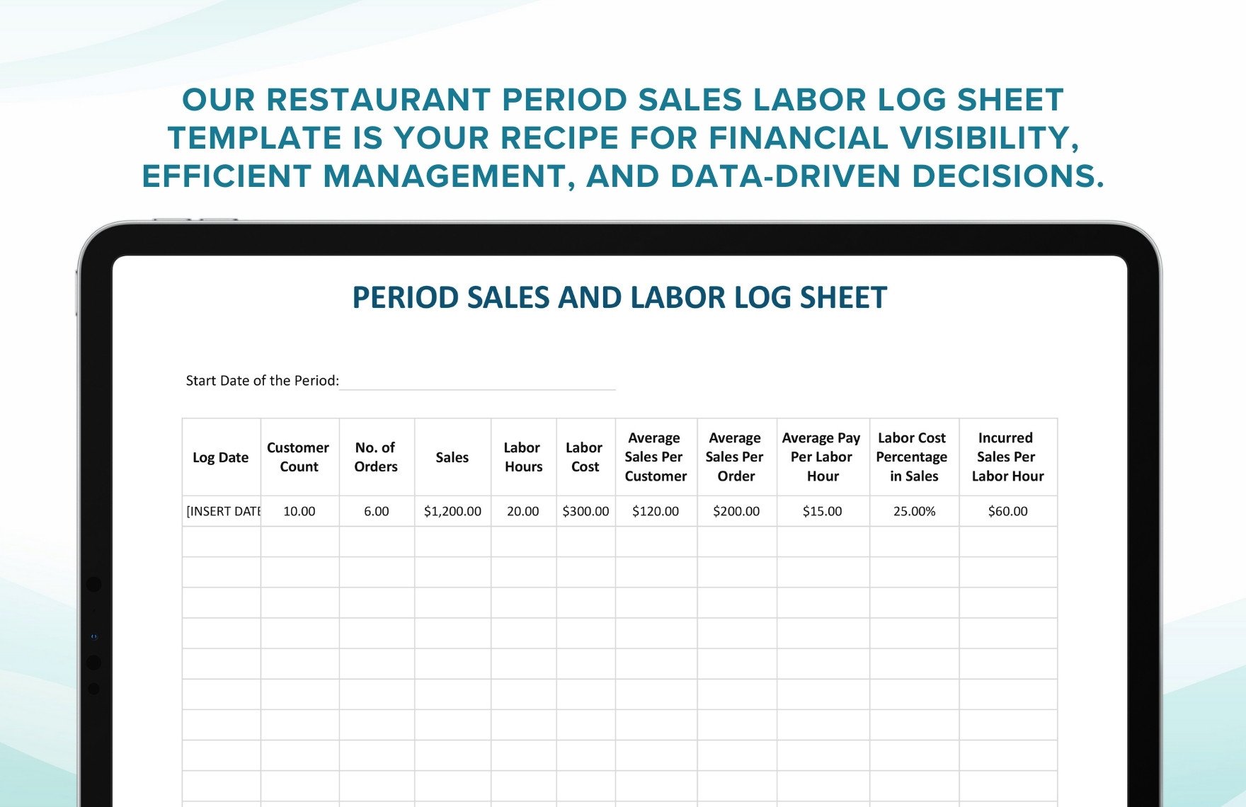 Restaurant Period Sales and Labor Log Sheet Template