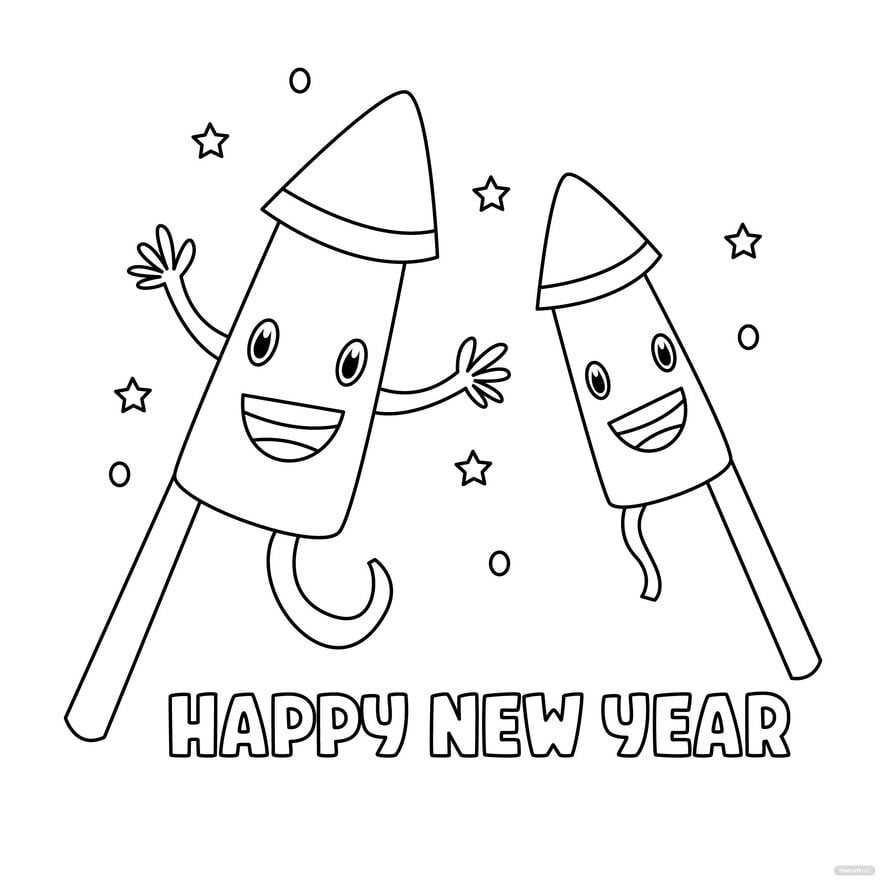 Free Cute New Year's Eve Drawing in Illustrator, PSD, EPS, SVG, JPG, PNG