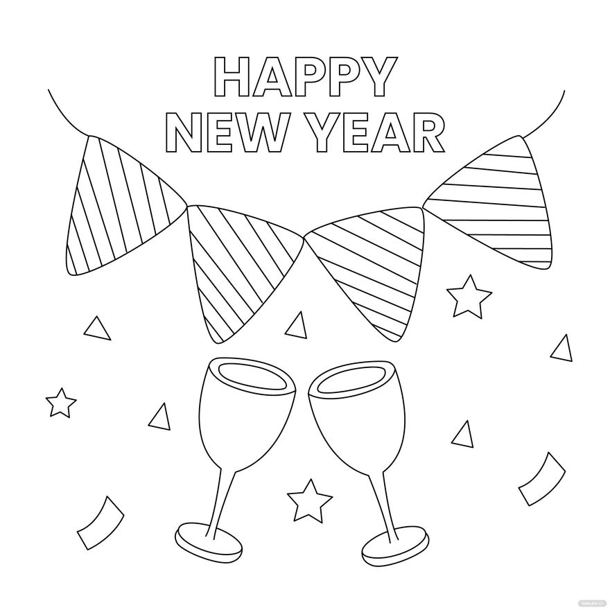 Easy New Year's Eve Drawing in EPS, Illustrator, JPG, PSD, PNG, SVG