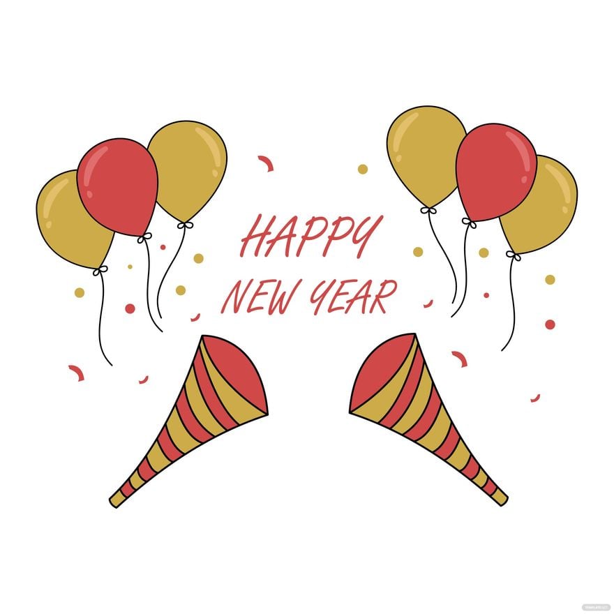 New Year's Eve Cartoon Clipart in Illustrator, PSD, EPS, SVG, JPG, PNG