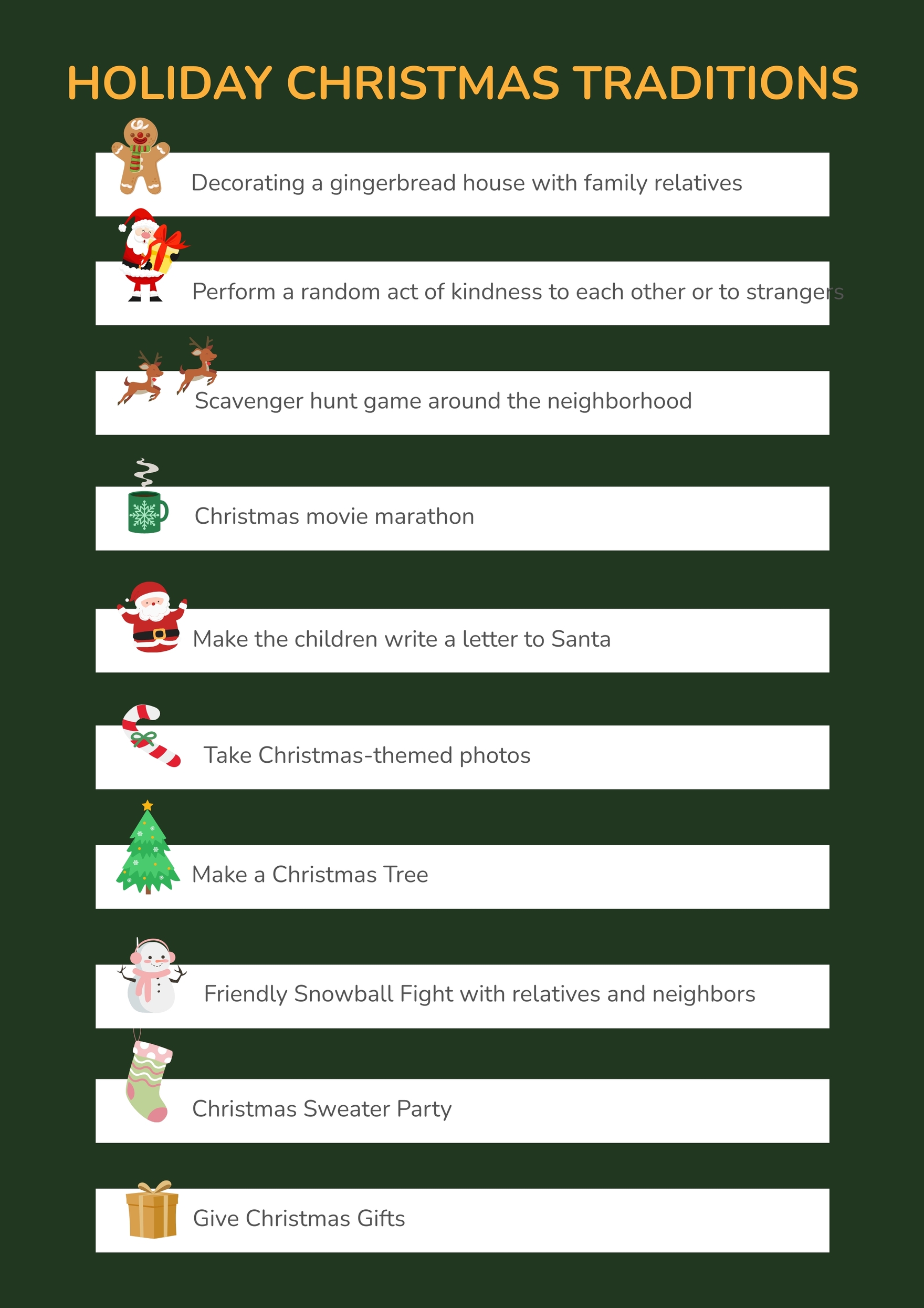 Holiday Christmas Traditions Chart