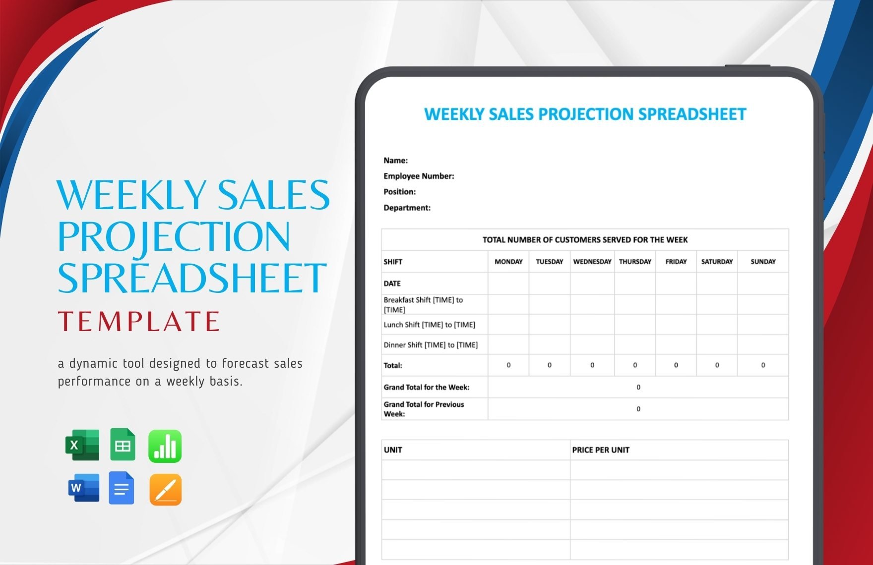 Weekly Sales Projection Spreadsheet Template in Word, Google Docs, Excel, Google Sheets, Apple Pages, Apple Numbers