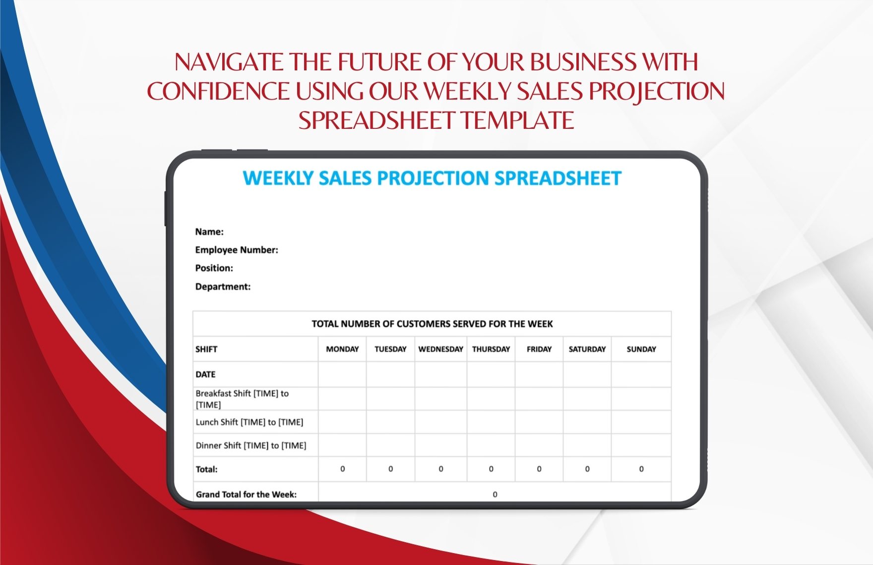 Weekly Sales Projection Spreadsheet Template