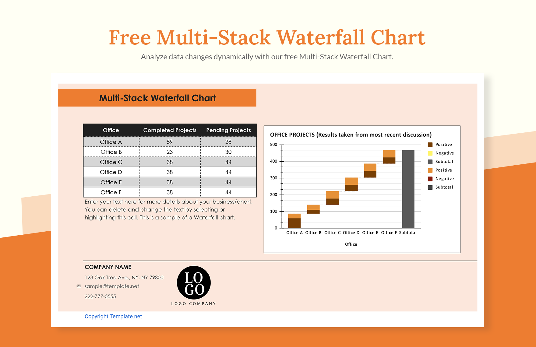 MultiStack Waterfall Chart in MS Excel, Google Sheets Download