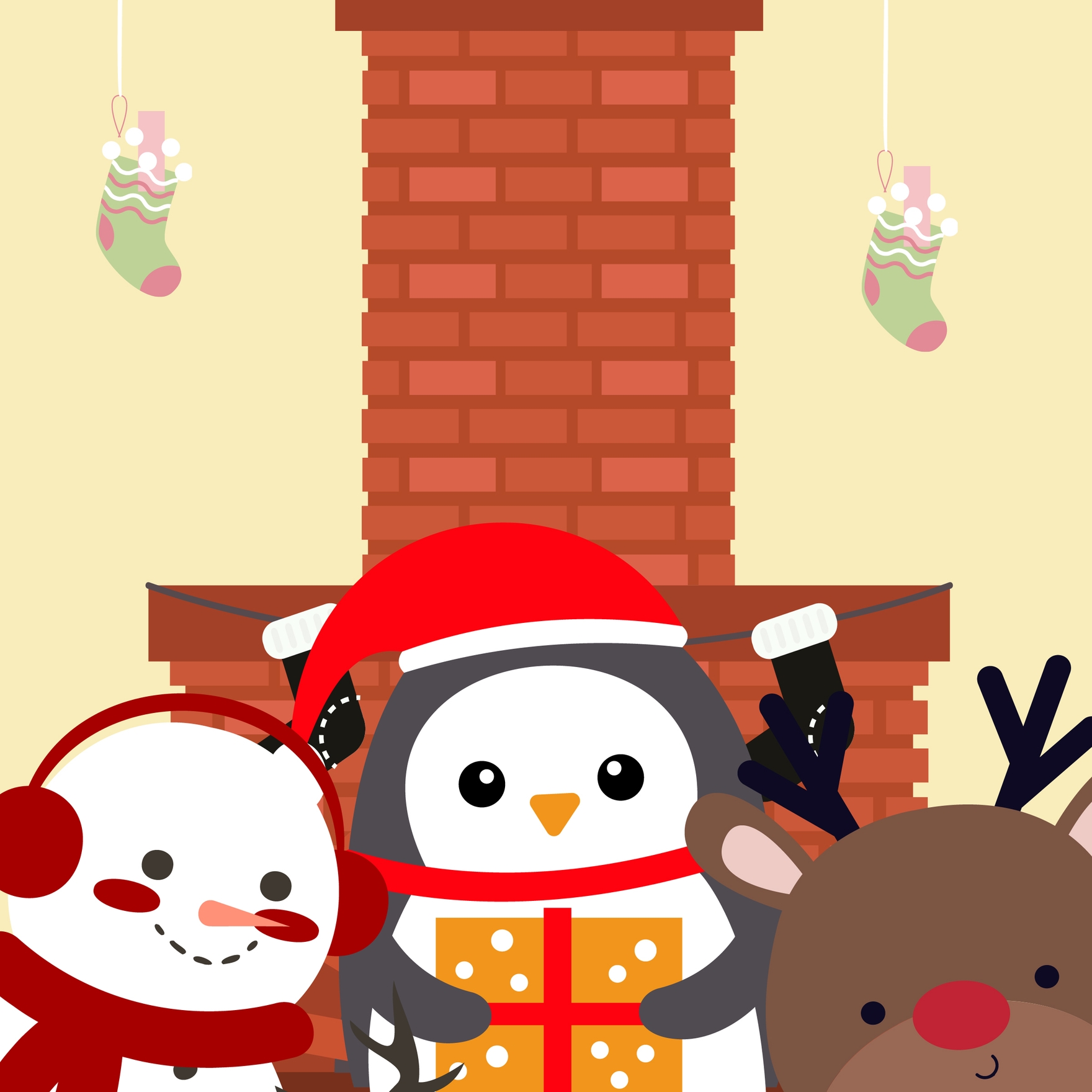 Christmas Winter Animals Clipart Template