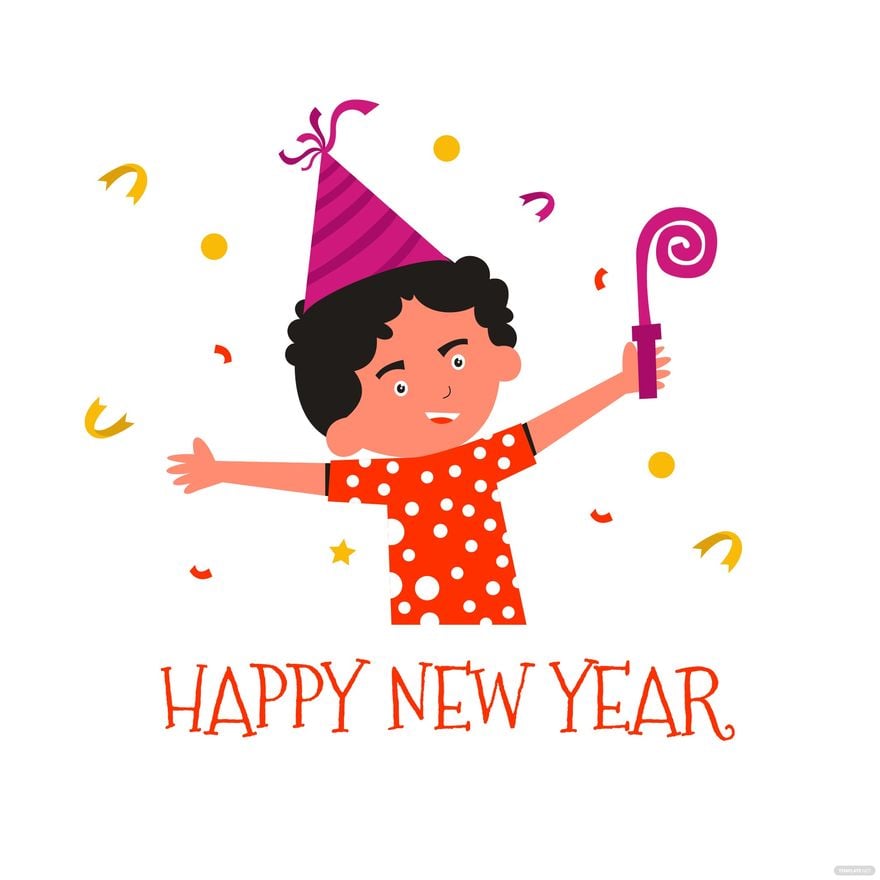 New Year's Day Cartoon Clipart - EPS, Illustrator, JPG, PSD, PNG, SVG |  