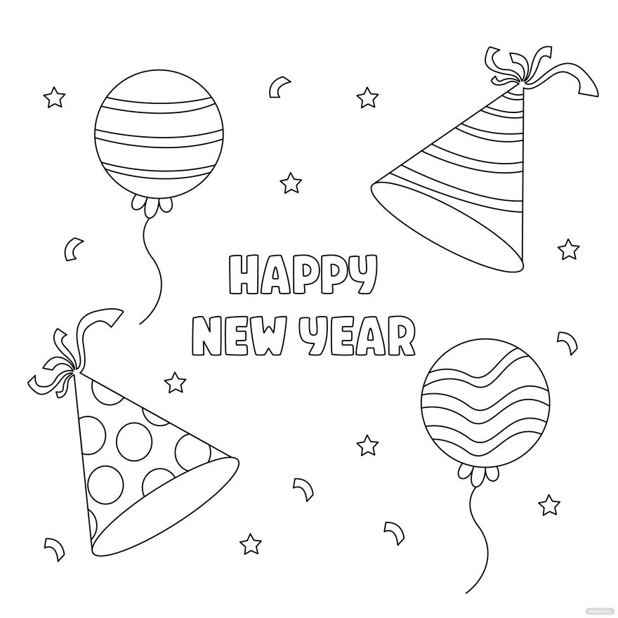 Free New Year's Day Drawing in Illustrator, PSD, EPS, SVG, JPG, PNG