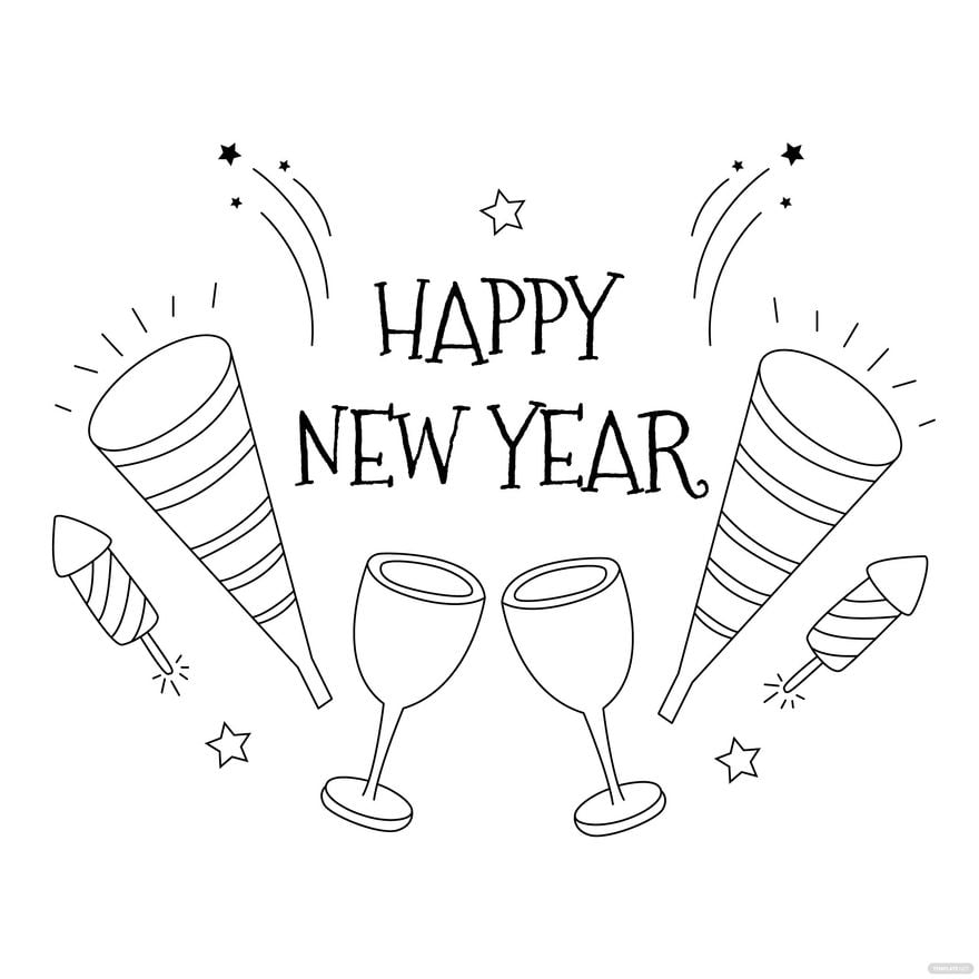 Happy New Year Coloring Pages 2024 (English and Chinese)-saigonsouth.com.vn