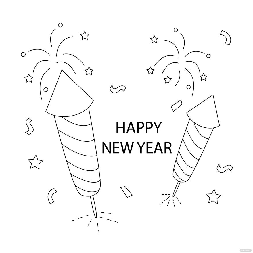 Free New Year's Day Color Drawing in Illustrator, PSD, EPS, SVG, JPG, PNG