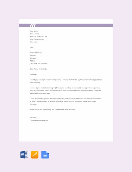 FREE FREElancer Resume Cover Letter Template - Word ...