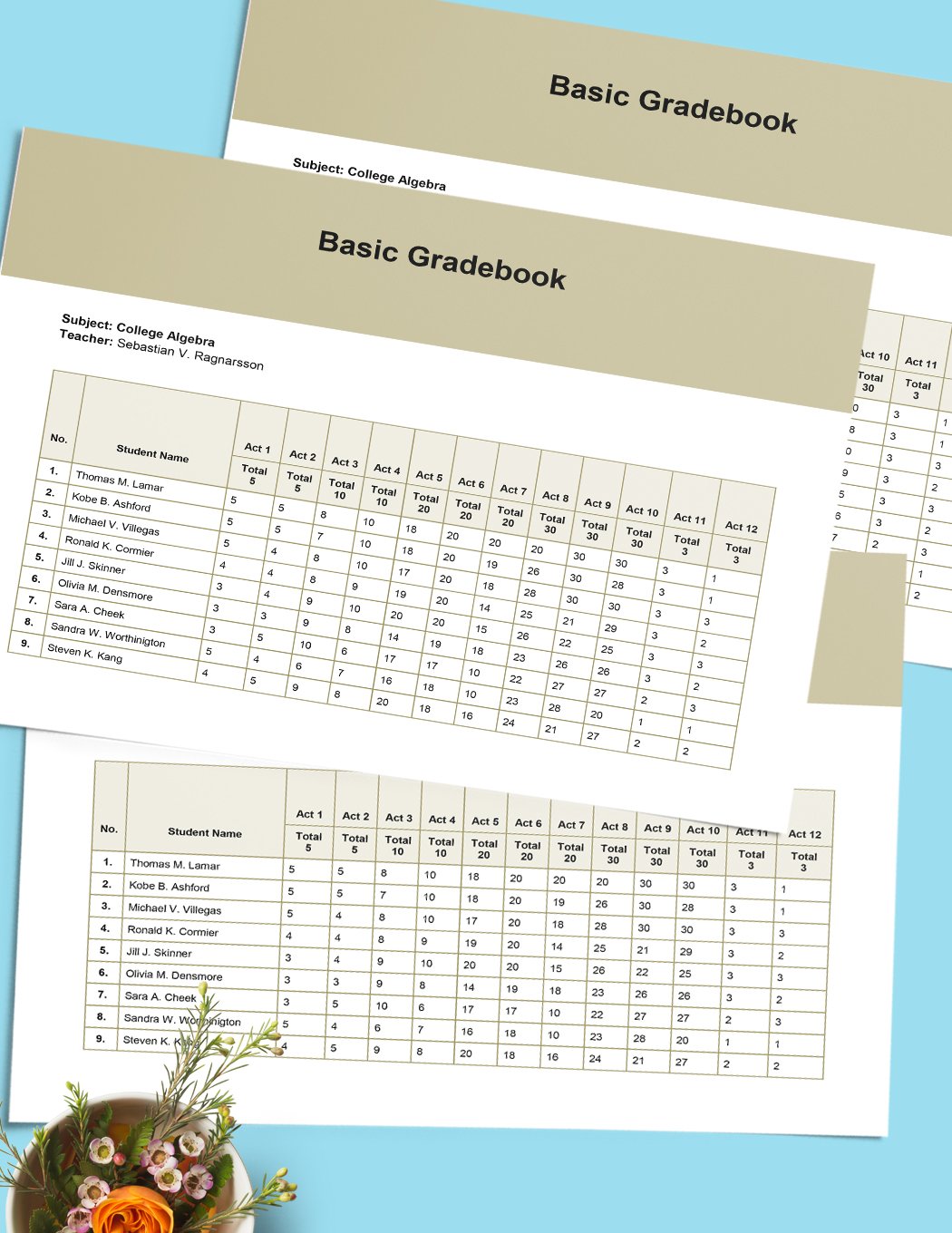 FREE Gradebook Template Download in Word Google Docs Excel PDF