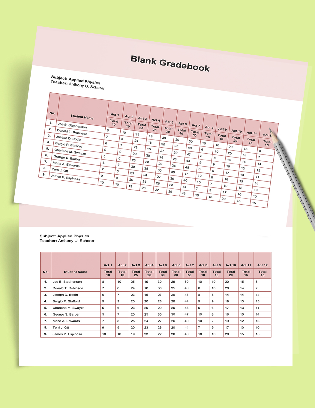 Free Gradebook Templates To Edit Online